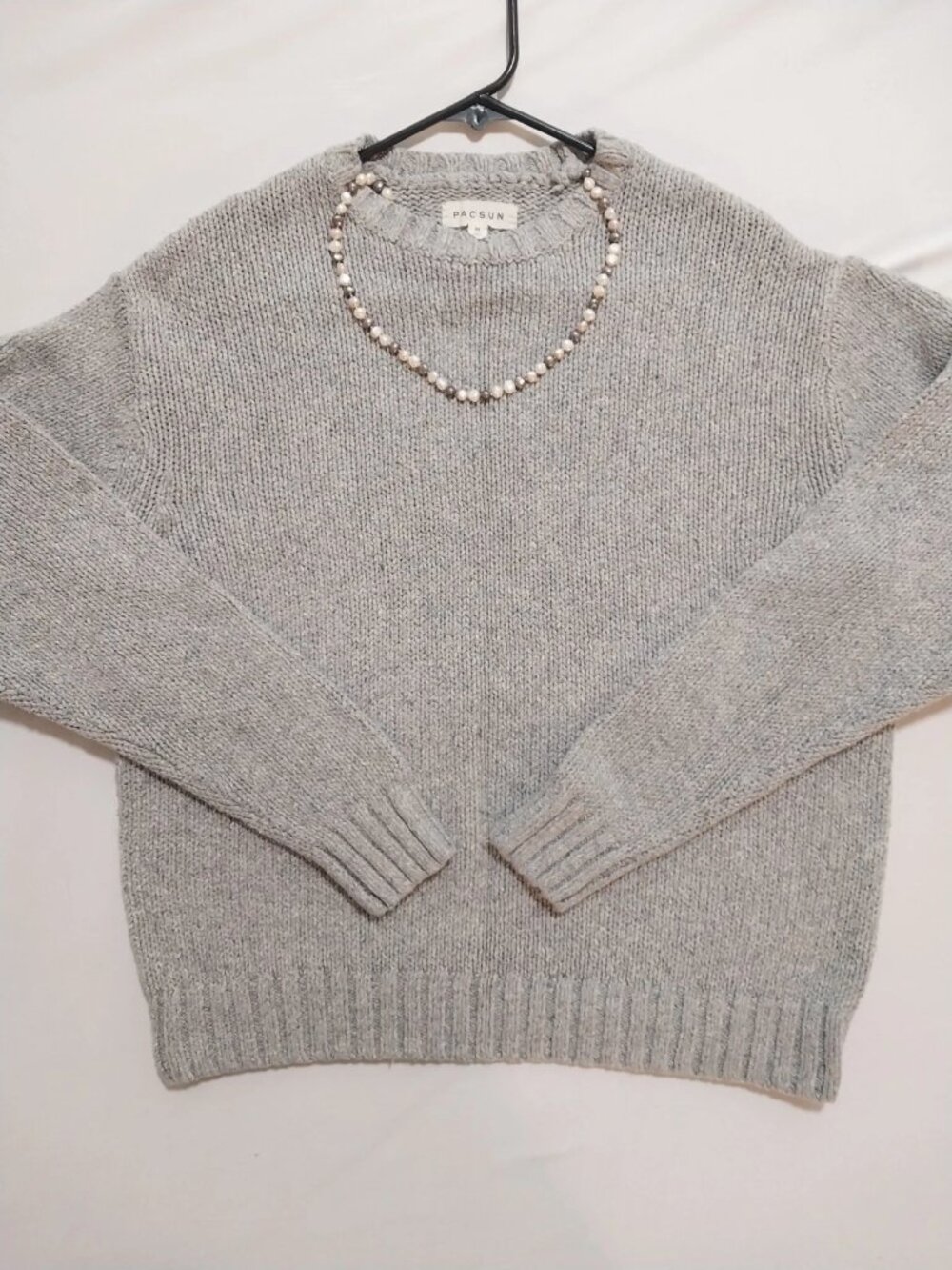 Fall! Minimalist Gap Women’s Gray Knit Crewneck Sweater Long Sleeve Pullover